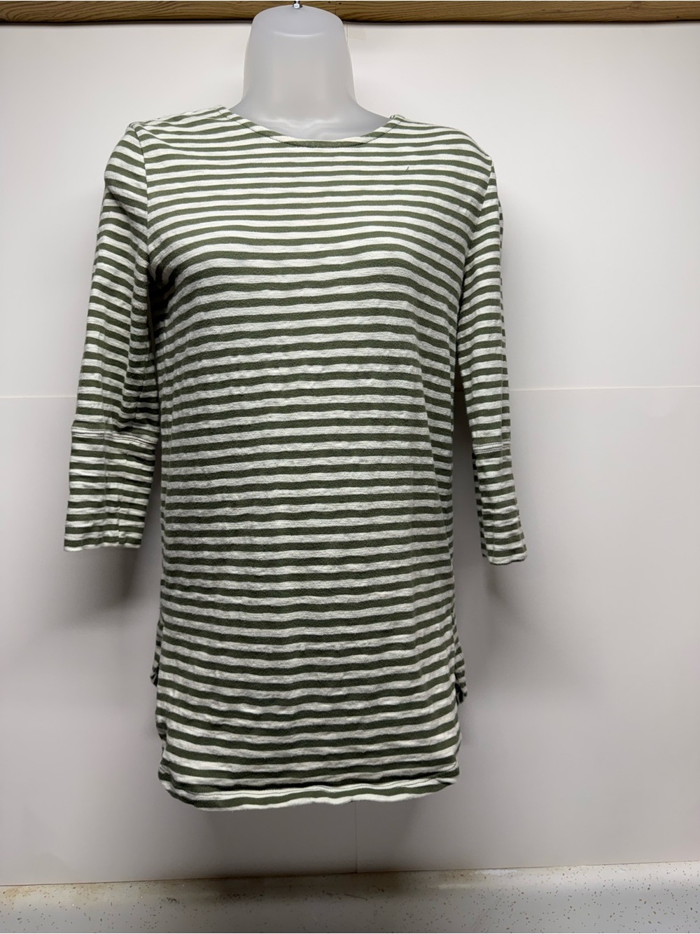 Merona Olive & White Striped Boatneck Tunic